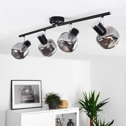 Plafonnier Lexington Chrome, Noir, 4 Lumieres