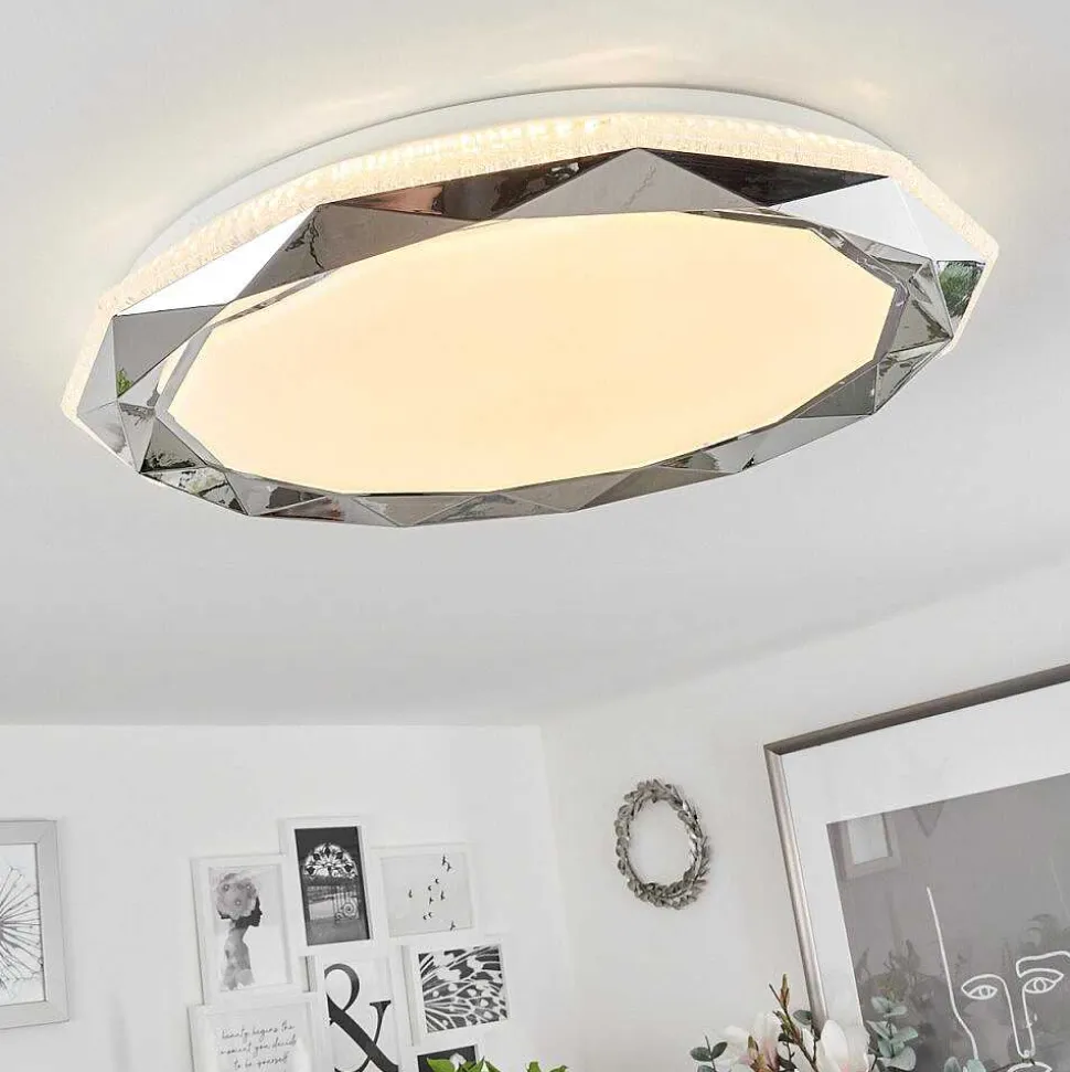 Plafonnier Lisei Led Blanc, 1 Lumiere, Telecommandes, Changeur De Couleurs