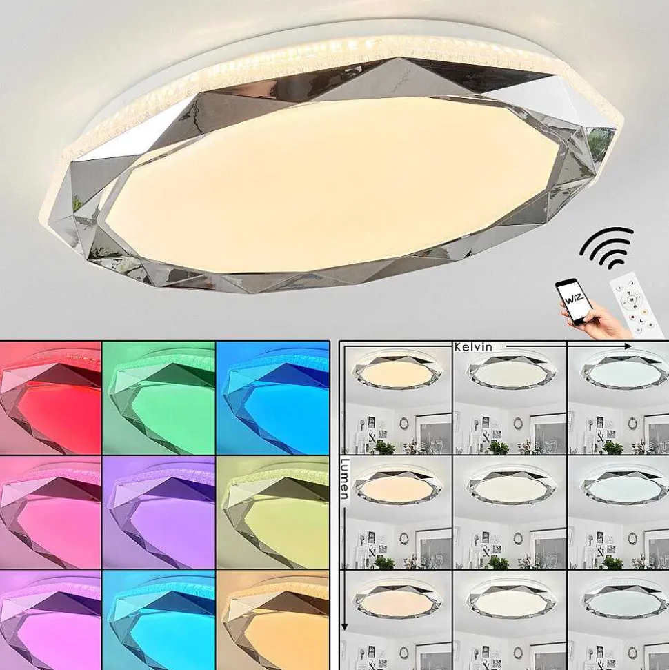 Plafonnier Lisei Led Blanc, 1 Lumiere, Telecommandes, Changeur De Couleurs