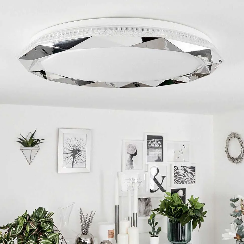 Plafonnier Lisei Led Blanc, 1 Lumiere, Telecommandes, Changeur De Couleurs