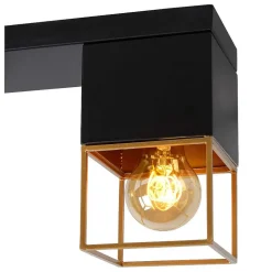 Plafonnier Lucide Rixt Noir, 3 Lumieres