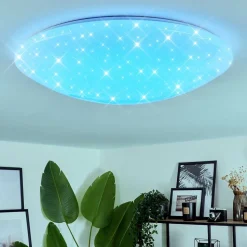Plafonnier Melres Led Blanc, 1 Lumiere, Telecommandes