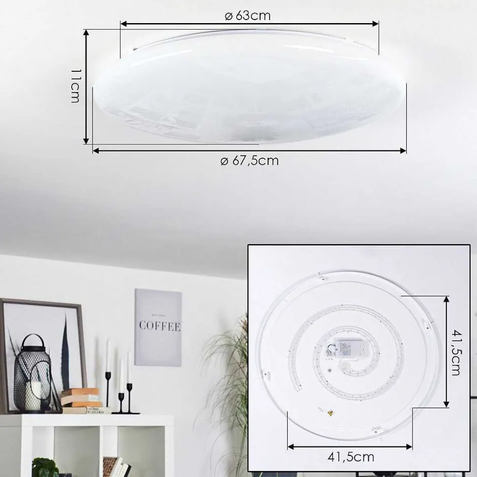 Plafonnier Mixta Led Blanc, 1 Lumiere, Telecommandes, Changeur De Couleurs