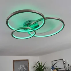 Plafonnier Moemoto Led Nickel Mat, 1 Lumiere, Telecommandes