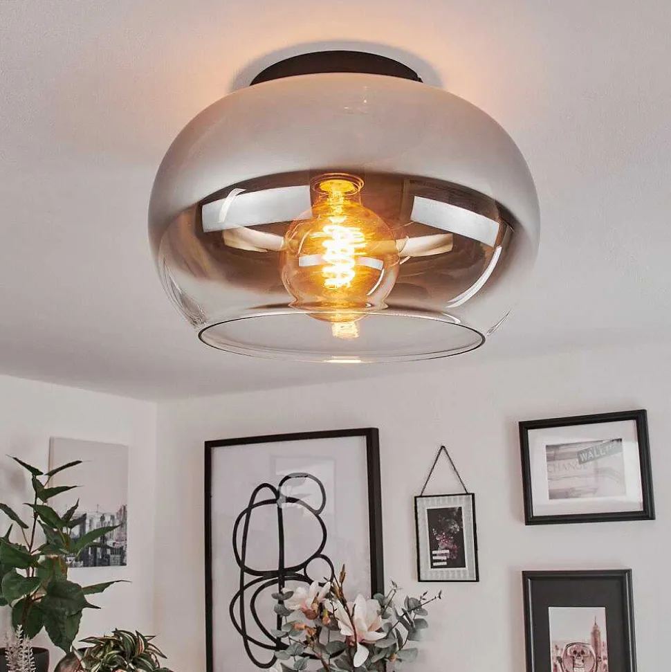 Plafonnier Molloy Chrome, Clair, Fume, 1 Lumiere
