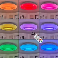 Plafonnier Monfebres Led Argente, Blanc, 1 Lumiere, Telecommandes, Changeur De Couleurs