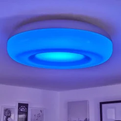 Plafonnier Monfebres Led Argente, Blanc, 1 Lumiere, Telecommandes, Changeur De Couleurs