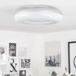 Plafonnier Monfebres Led Argente, Blanc, 1 Lumiere, Telecommandes, Changeur De Couleurs