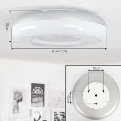 Plafonnier Monfebres Led Argente, Blanc, 1 Lumiere, Telecommandes, Changeur De Couleurs