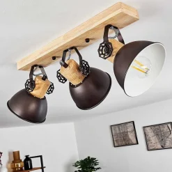 Plafonnier Orny Anthracite, Bois Clair, 3 Lumieres