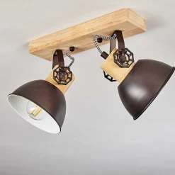 Plafonnier Orny Anthracite, Bois Clair, 2 Lumieres