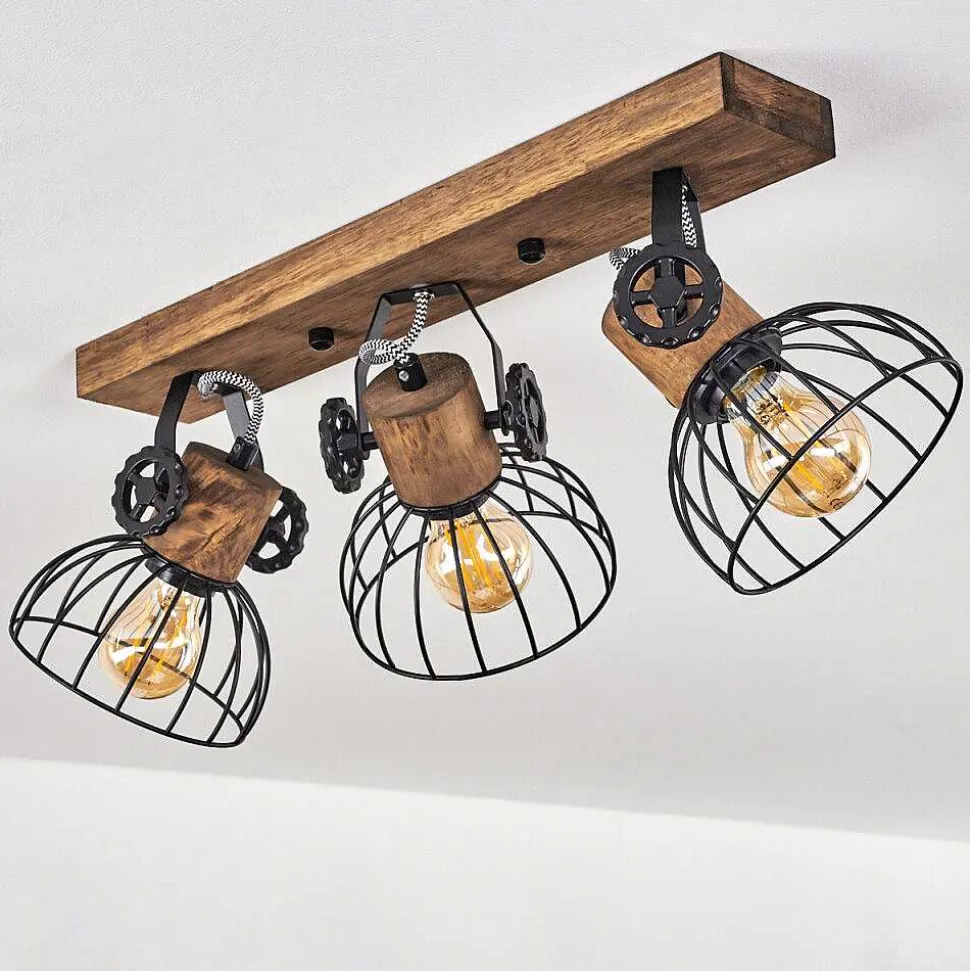 Plafonnier Orny Bois Fonce, Noir, 3 Lumieres