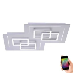 Plafonnier Paul Neuhaus Q-Linea Led Nickel Mat, 8 Lumieres, Telecommandes