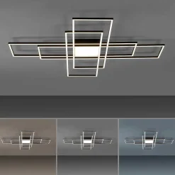Plafonnier Paul Neuhaus Q-Asmin Led Noir, 2 Lumieres, Telecommandes