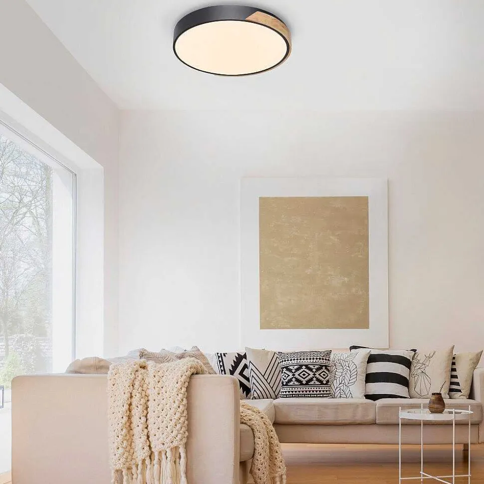 Plafonnier Paul Neuhaus Q-Bila Led Ecru, Noir, 1 Lumiere, Telecommandes