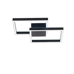 Plafonnier Paul Neuhaus Q-Marko Led Noir, 1 Lumiere, Telecommandes, Changeur De Couleurs