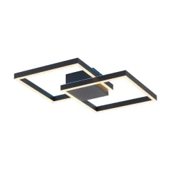 Plafonnier Paul Neuhaus Q-Marko Led Noir, 1 Lumiere, Telecommandes, Changeur De Couleurs