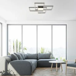 Plafonnier Paul Neuhaus Q-Asmin Led Noir, 1 Lumiere, Telecommandes