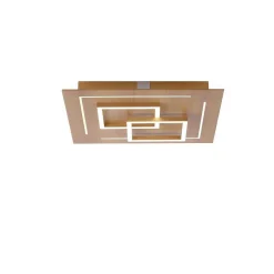 Plafonnier Paul Neuhaus Q-Linea Led Bois Clair, 4 Lumieres, Telecommandes