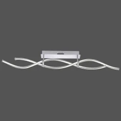 Plafonnier Paul Neuhaus Q-Malina Led Acier Inoxydable, 2 Lumieres, Telecommandes