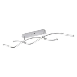 Plafonnier Paul Neuhaus Q-Malina Led Acier Inoxydable, 2 Lumieres, Telecommandes
