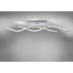 Plafonnier Paul Neuhaus Q-Malina Led Acier Inoxydable, 2 Lumieres, Telecommandes