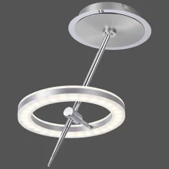 Plafonnier Paul Neuhaus Q-Amy Led Acier Inoxydable, 2 Lumieres, Telecommandes