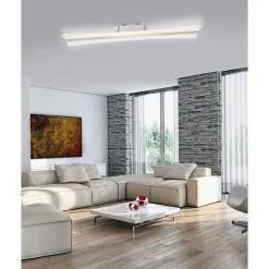 Plafonnier Paul Neuhaus Q-Riller Led Chrome, 2 Lumieres, Telecommandes, Changeur De Couleurs