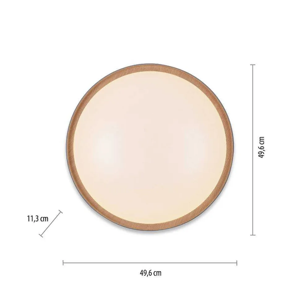 Plafonnier Paul Neuhaus Q-Emilia Led Gris, Couleur Bois, 1 Lumiere, Telecommandes