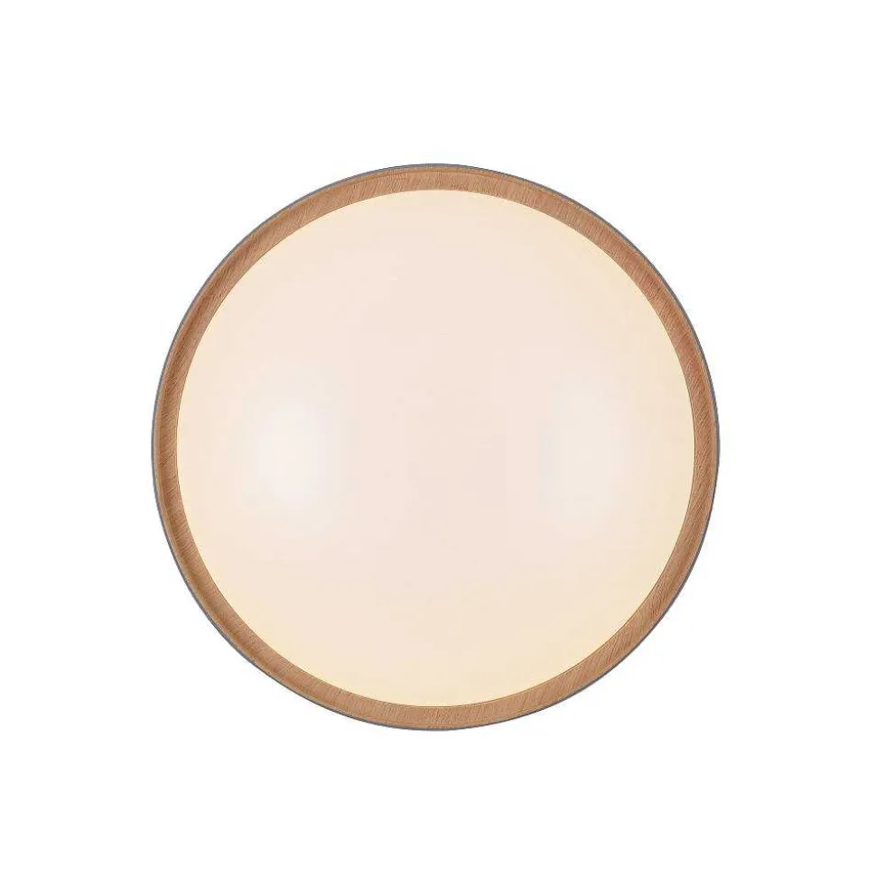 Plafonnier Paul Neuhaus Q-Emilia Led Gris, Couleur Bois, 1 Lumiere, Telecommandes