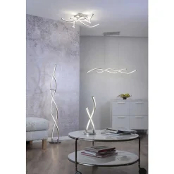 Plafonnier Paul Neuhaus Q-Malina Led Nickel Mat, 4 Lumieres, Telecommandes