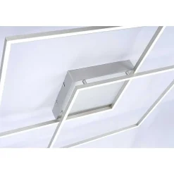 Plafonnier Paul Neuhaus Q-Inigo Led Acier Inoxydable, 2 Lumieres, Telecommandes