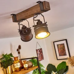 Plafonnier Pehefito Noir, 2 Lumieres