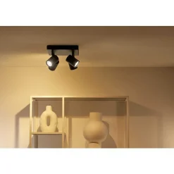 Plafonnier Philips Wiz Imageo Led Noir, 4 Lumieres, Changeur De Couleurs