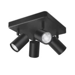 Plafonnier Philips Wiz Imageo Led Noir, 4 Lumieres, Changeur De Couleurs