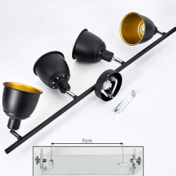 Plafonnier Pistrino Chrome, Noir, 4 Lumieres