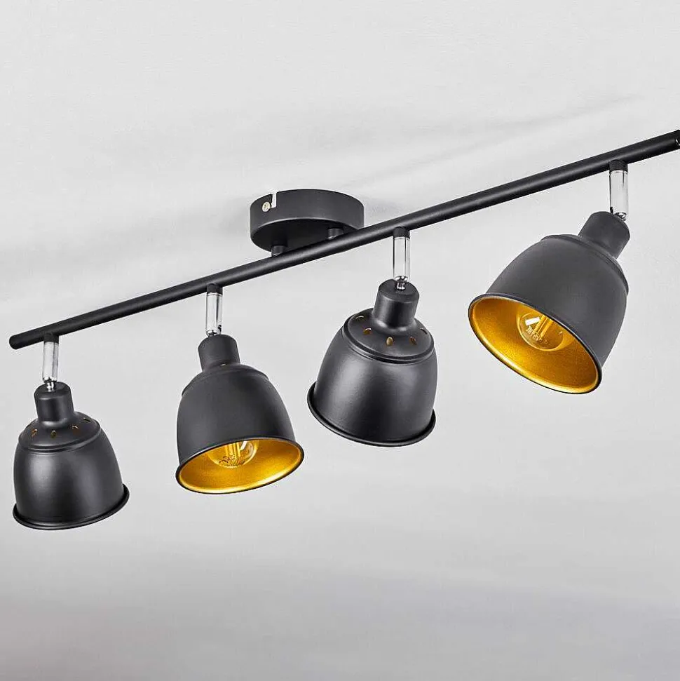 Plafonnier Pistrino Chrome, Noir, 4 Lumieres