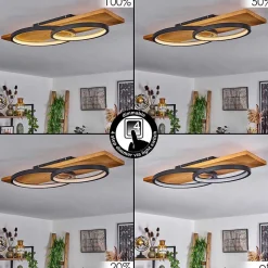 Plafonnier Pompu Led Ecru, Noir, 1 Lumiere