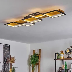 Plafonnier Pompu Led Ecru, Noir, 1 Lumiere