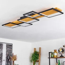 Plafonnier Pompu Led Ecru, Noir, 1 Lumiere