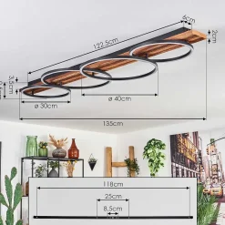 Plafonnier Pompu Led Ecru, Noir, 1 Lumiere