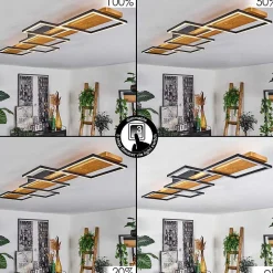 Plafonnier Pompu Led Ecru, Noir, 1 Lumiere