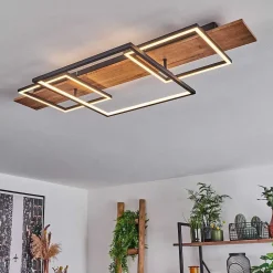 Plafonnier Pompu Led Ecru, Noir, 1 Lumiere
