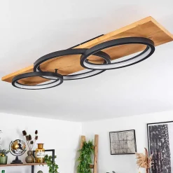 Plafonnier Pompu Led Ecru, Noir, 1 Lumiere