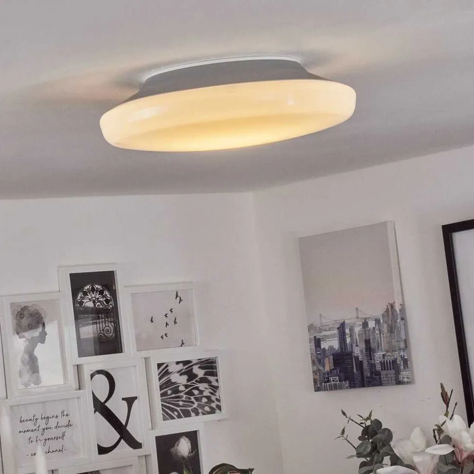 Plafonnier Ral Led Argente, Blanc, 1 Lumiere, Telecommandes, Changeur De Couleurs
