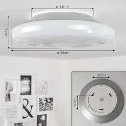 Plafonnier Ral Led Argente, Blanc, 1 Lumiere, Telecommandes, Changeur De Couleurs