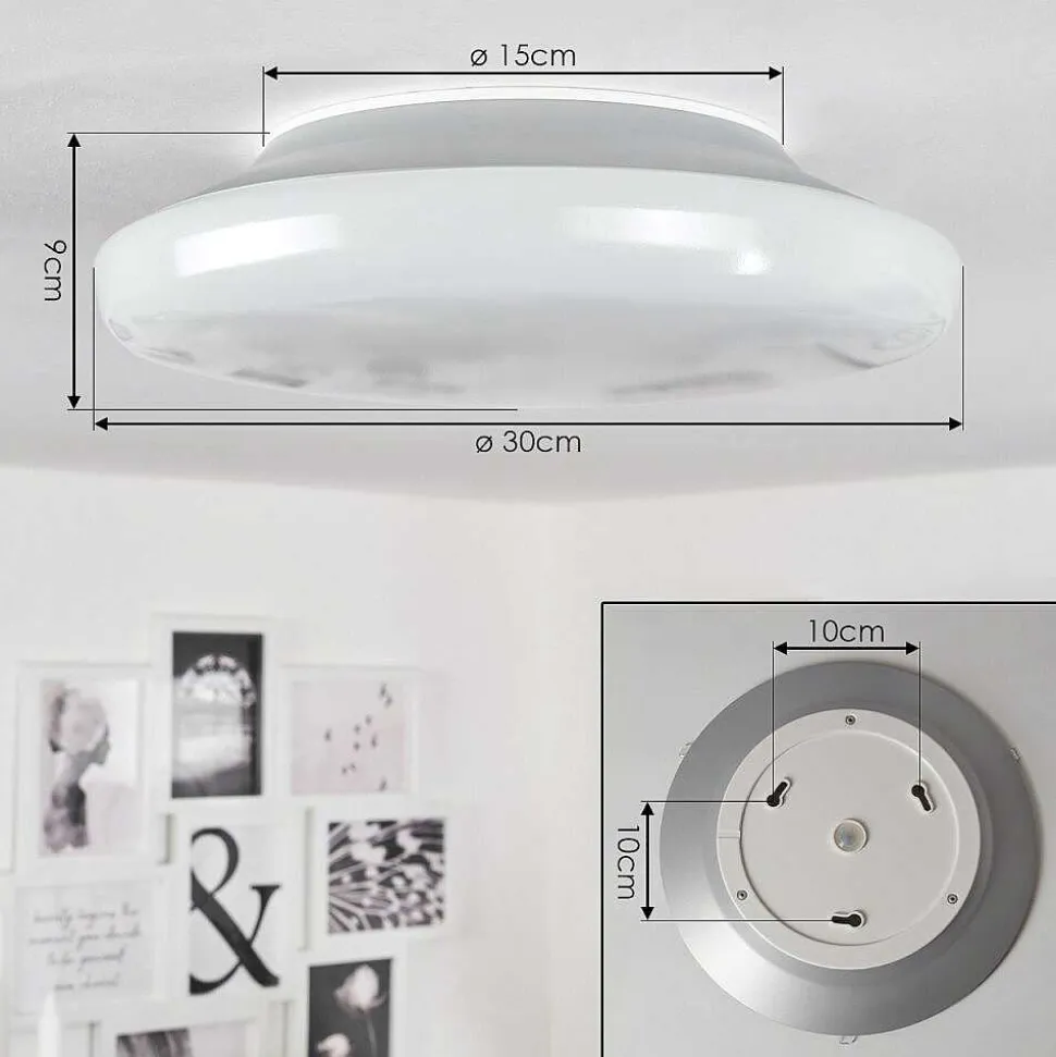 Plafonnier Ral Led Argente, Blanc, 1 Lumiere, Telecommandes, Changeur De Couleurs