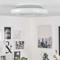 Plafonnier Ral Led Argente, Blanc, 1 Lumiere, Telecommandes, Changeur De Couleurs