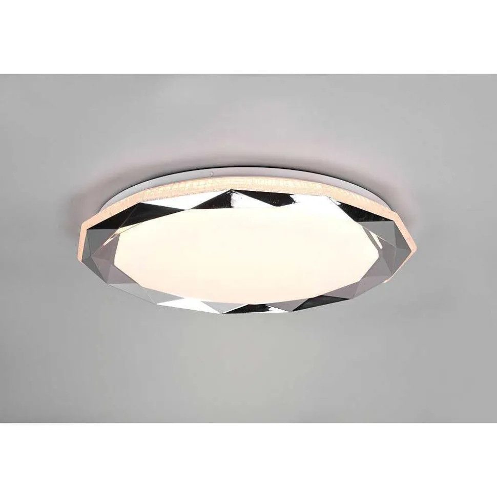 Plafonnier Reality Ando Led Chrome, 1 Lumiere, Telecommandes