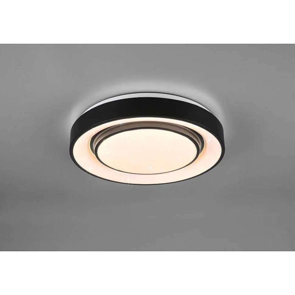 Plafonnier Reality Mona Led Noir, 1 Lumiere, Changeur De Couleurs